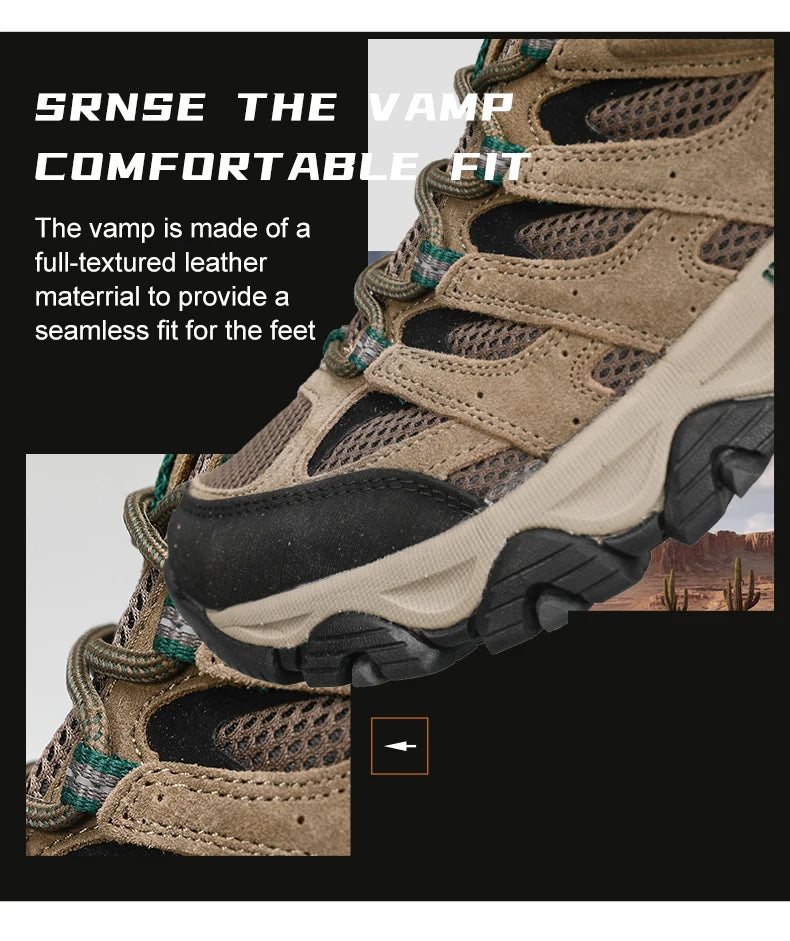 HIKEUP Hiking Shoes Men Designer Climbing Trekking Sneakers for Men Leather Outdoor Sports Work Man Shoes Run Shoes
