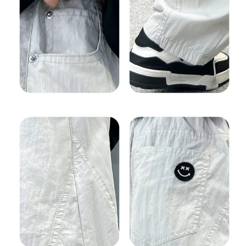 New Boys Pants With Side Pockets Teen Boys Utility Pants Teen Harem Trousers Toddler Bite-Proof Hiking Mosquito Pants Age 4-14Y