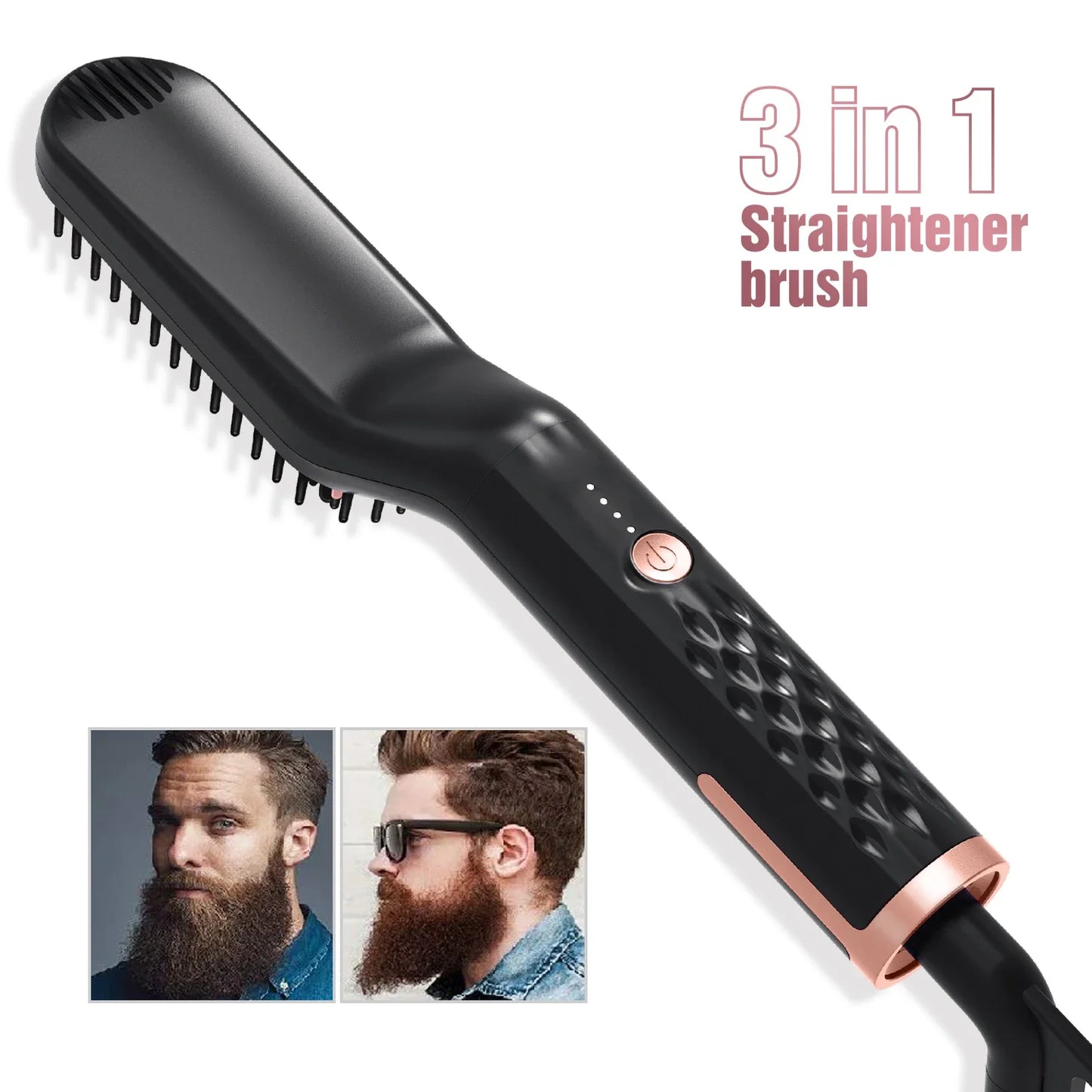 Men's Electric Beard Straightener Negative Ion Hair Straightening Brush Hair Straightener Wet & Dry Quick Styler
