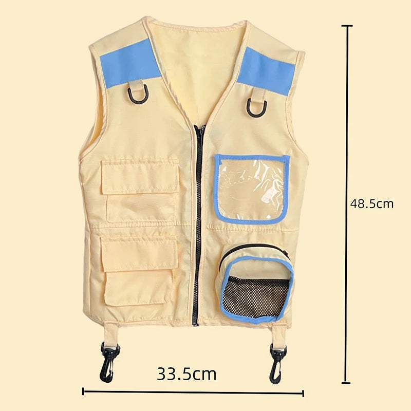 Children Explorer Vest Pretend Play Cosplay Camping Jungle Vest Dress Up for Boys Girls Camping Outdoor Adventures Kids Gift