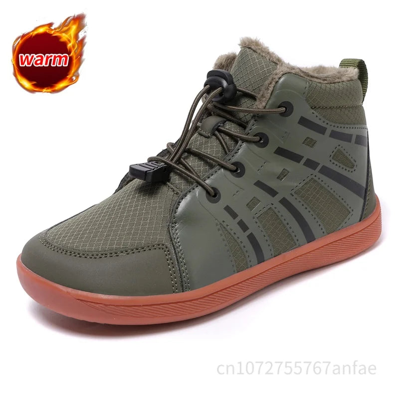 Boys Girls Snow Boots Waterproof Winter Shoes Kids Barefoot Shoes Winter Wide Toe Sneakers Warm Snow Boots Lightweight Non-slip
