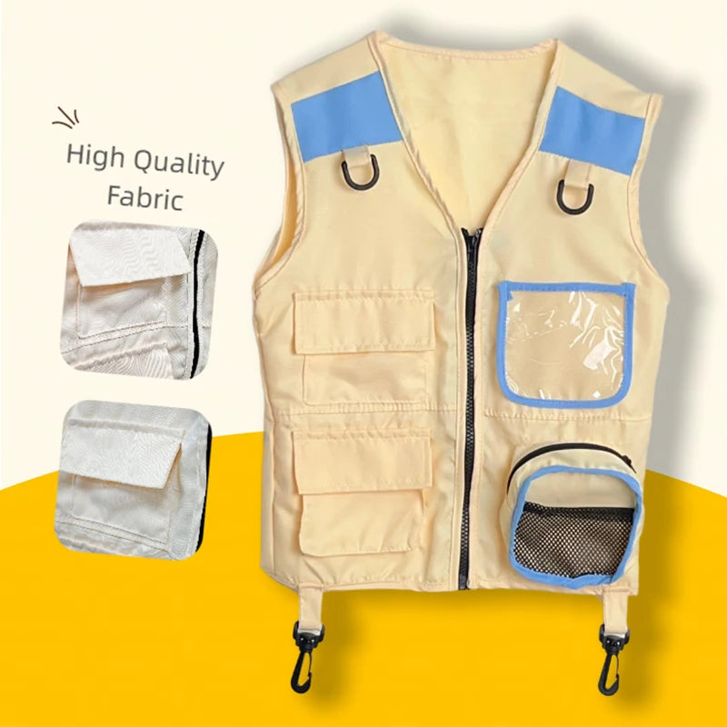 Children Explorer Vest Pretend Play Cosplay Camping Jungle Vest Dress Up for Boys Girls Camping Outdoor Adventures Kids Gift