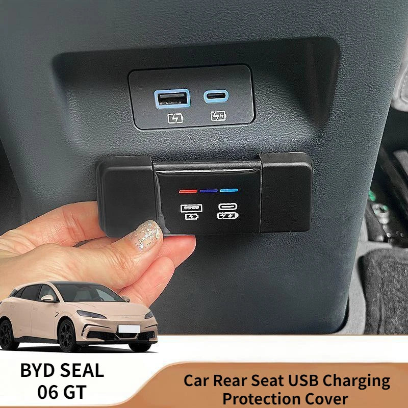 BYD Car Rear Seat USB Charging Protection Cover for BYD Seal 06 GT Charging Port Modification Dustproof Decorative Trim ABS