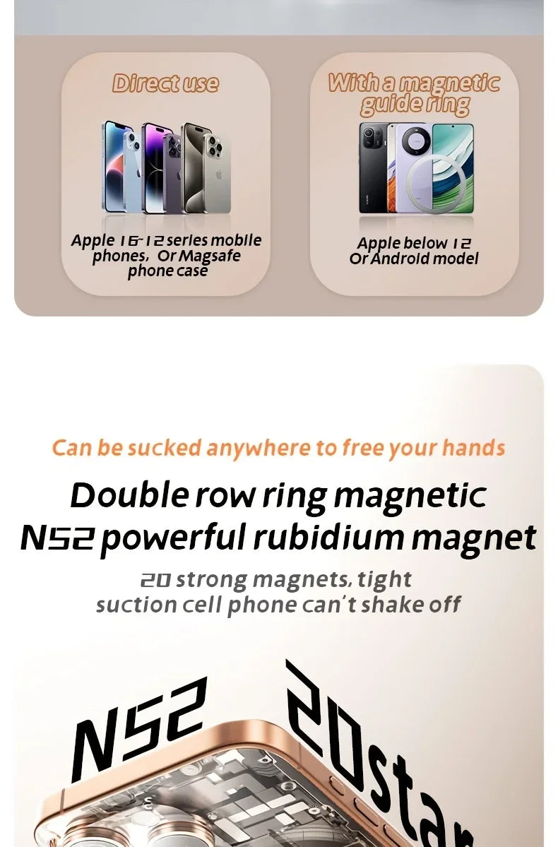 2025 New Model 360-Degree Rotating Aluminum Alloy Magnetic Vacuum Suction Cup Car Phone Holder, Portable New Design