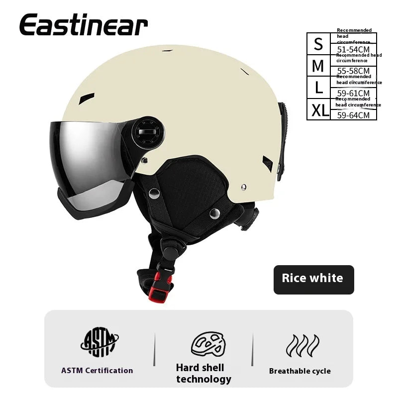 New Adult Protective Ski Helmet, Outdoor Sports Anti Fall Snow Helmet With Snow Goggles Single And Double Board Warm Ski Helmet