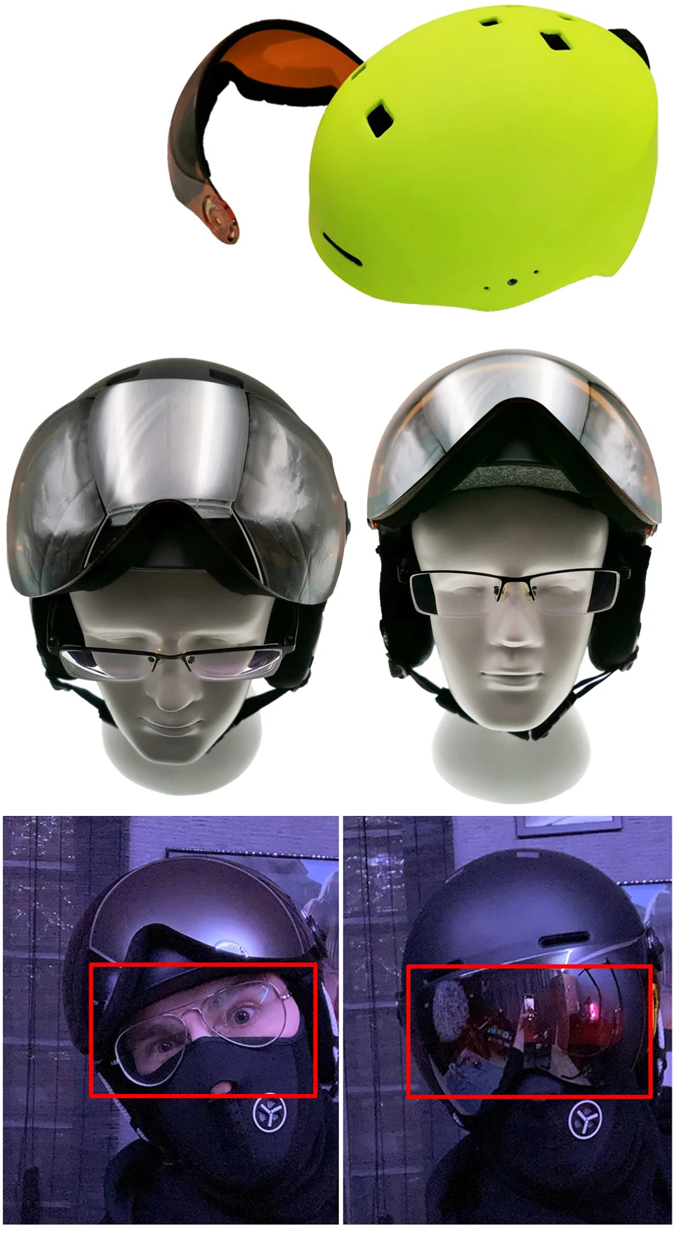 LOCLE Upgrade Skiing Helmet Men Women Children Ultralight Snowboard Skateboard Motorcycle Snowmobile Ski Helmet Visor Goggles