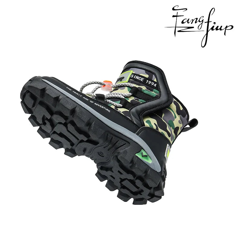 JMFCHI Kids Snow Boots Boys Hiking boots for Kids Waterproof Winter Snow Boots for Girls Warm Fur Lined Slip Resistant Outdoor