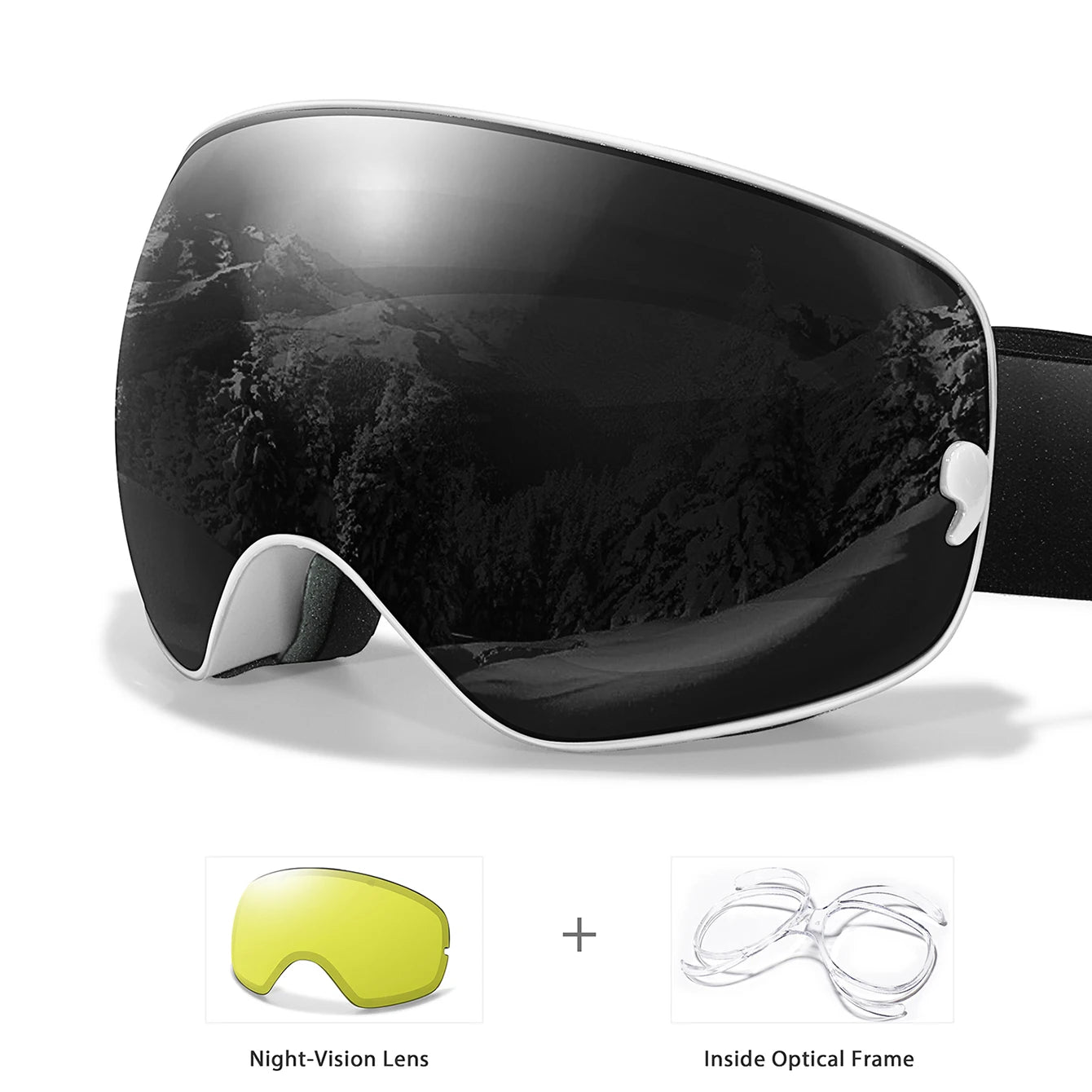 Anti-Fog SKI Goggles Snowboard Goggles UV400 with Night Vison Lens Men Women Teen Best Gift for Christmas and New Year