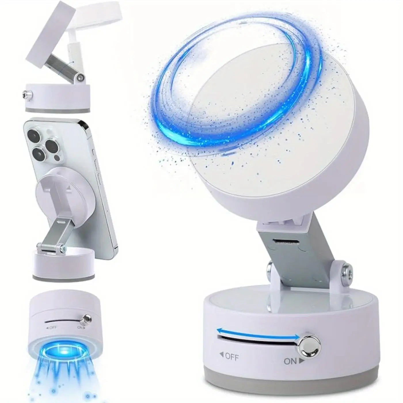 2025 New Model 360-Degree Rotating Aluminum Alloy Magnetic Vacuum Suction Cup Car Phone Holder, Portable New Design