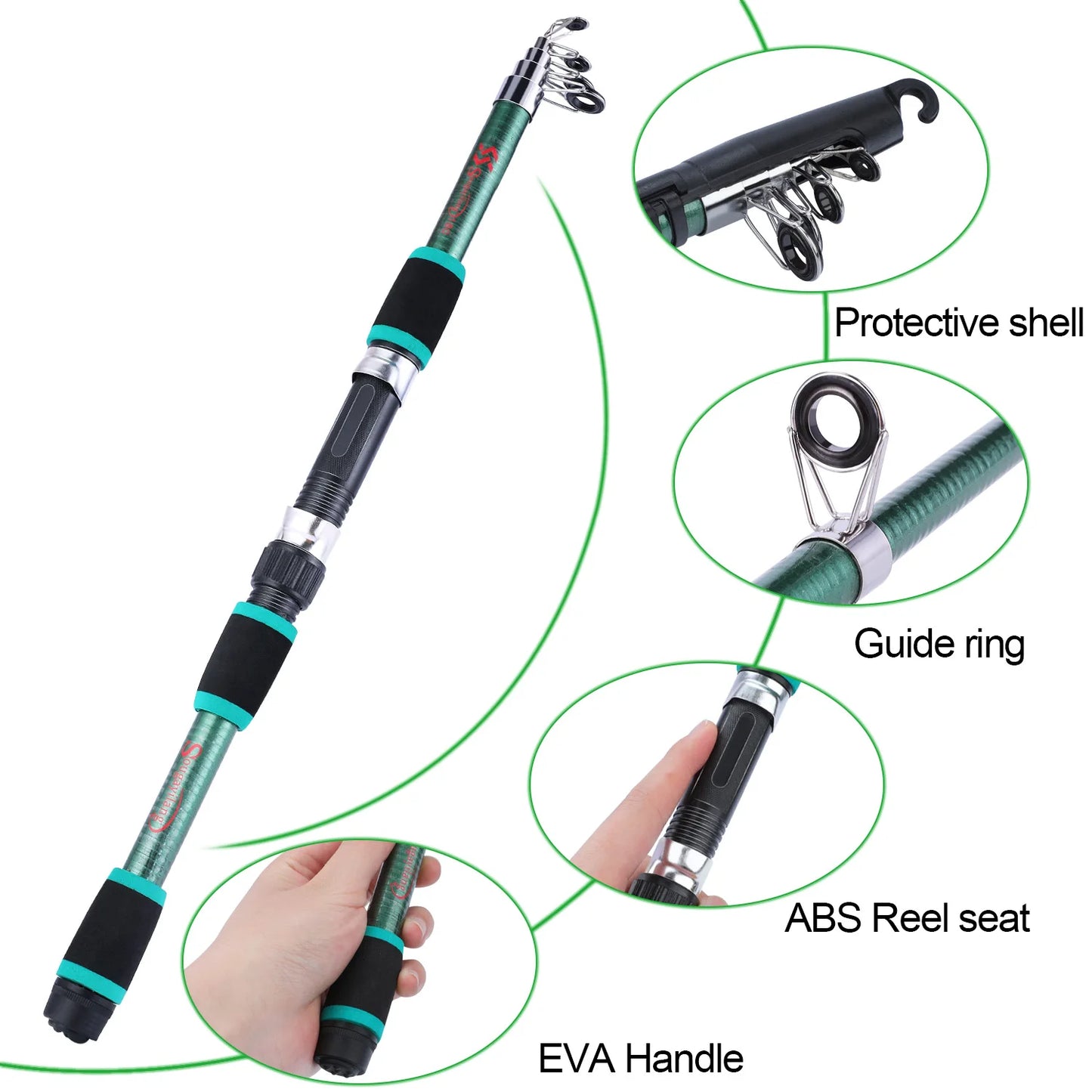 Sougayilang 1.8M Spinning Fishing Rod M Power Children Fishing Rod Telescopic Rock Fishing Rod Carp Feeder Rod Surf Beginner Rod
