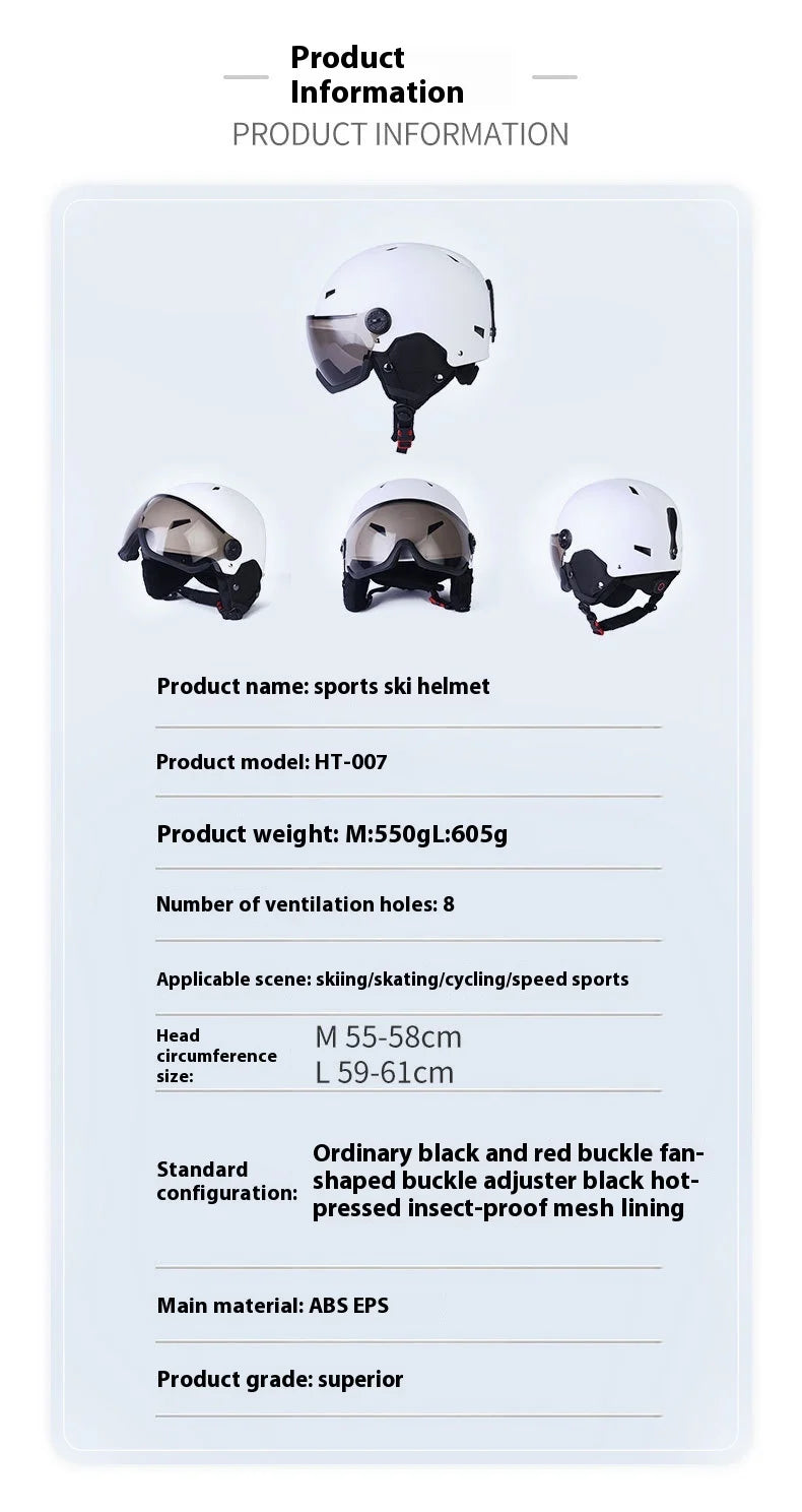 New Adult Protective Ski Helmet, Outdoor Sports Anti Fall Snow Helmet With Snow Goggles Single And Double Board Warm Ski Helmet
