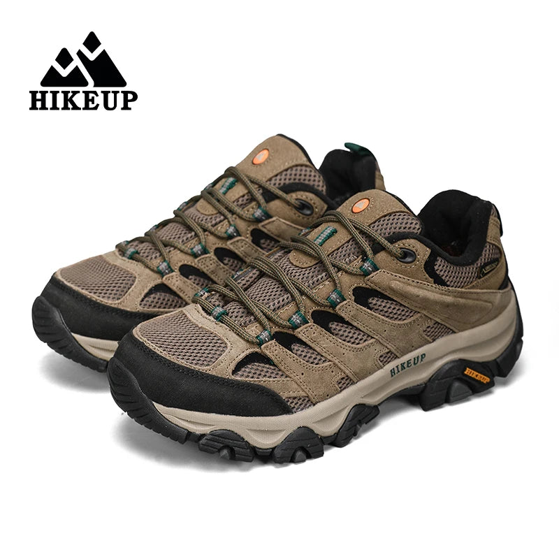 HIKEUP Hiking Shoes Men Designer Climbing Trekking Sneakers for Men Leather Outdoor Sports Work Man Shoes Run Shoes