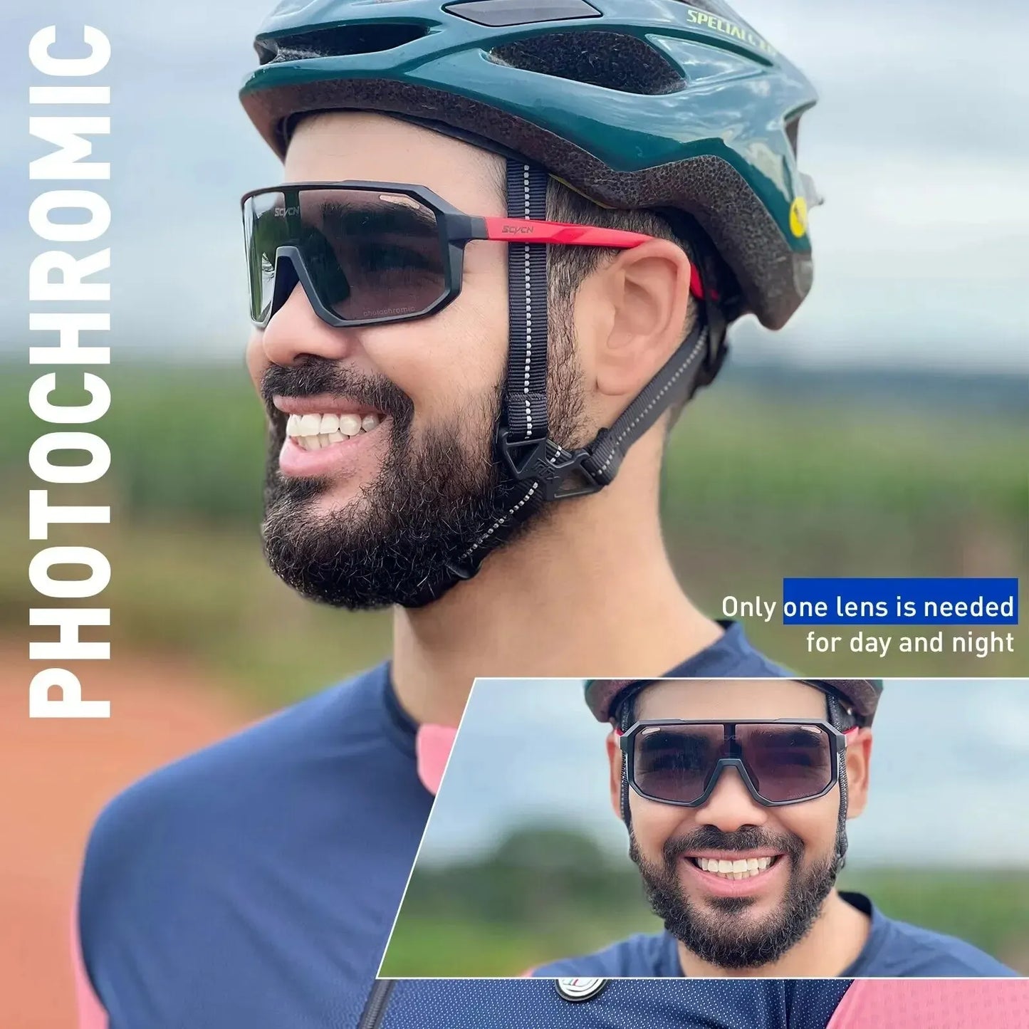 UV400 Photochromic Cycling Glasses - Color-Changing Sunglasses for Men Women Mountain Biking