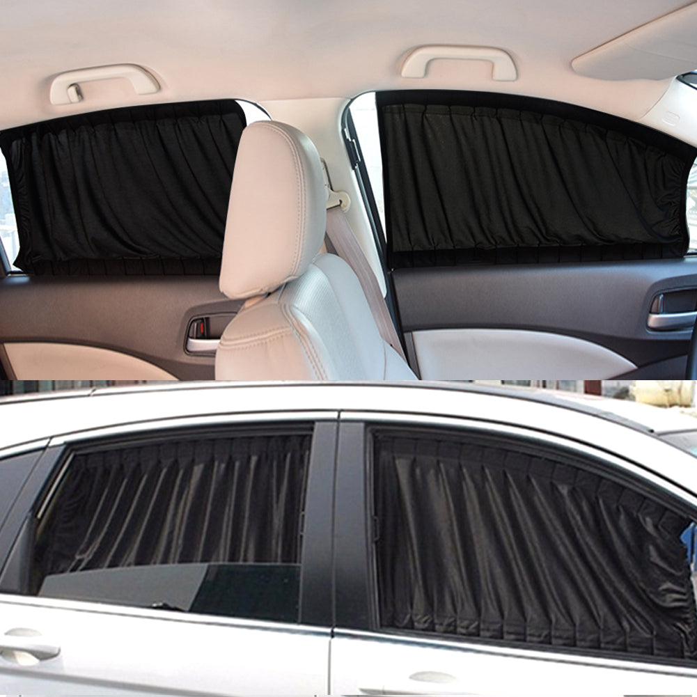 2pcs 50cm Car Sun Shade Side Window Curtain Auto Foldable Uv Protection Accessories Black Pure Cloth Auto Accessories