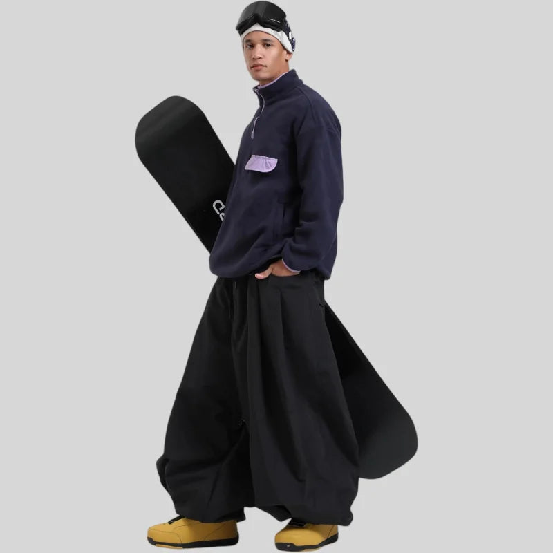 GSOU SNOW Plus Size Winter Ski Trousers Super Baggy Men Snowboard Clothes Women Snow Pants Outdoor Sports Winterproof Breathable