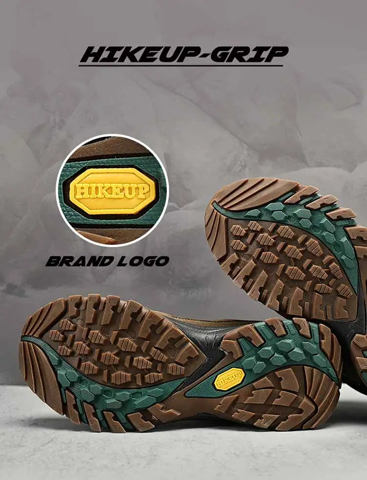 HIKEUP High-Top Men Hiking Boot Winter Outdoor Shoes Lace-Up Non-slip Sports Casual Trekking Boots Man Suede Warm Shoes