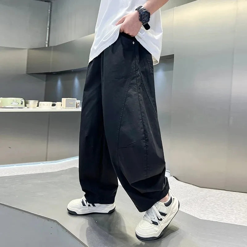 Summer Boys Pants High Street Ice Like Fabric Trousers Grey Thin Sports Pants Casual Children's Clothing New Kids Sweatpants