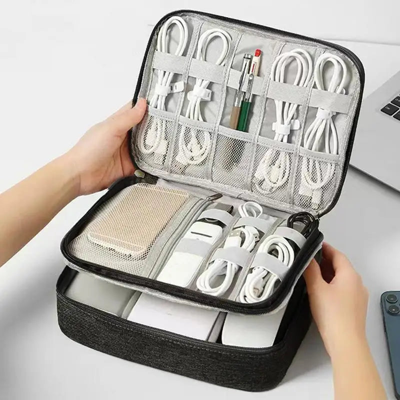 Electronics Organizer Travel Case Compact Waterproof Electronics Organizer Case Travel Essentials Cable Storage Bag For Mini