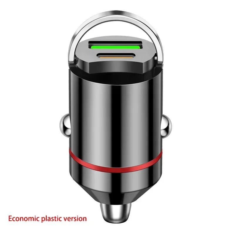 200W Mini Pull Ring Car Charger Dual USB Fast Chargingfor iPhone Huawei Xiaomi Samsung QC 3.0 Phone convenient Charger Adapter