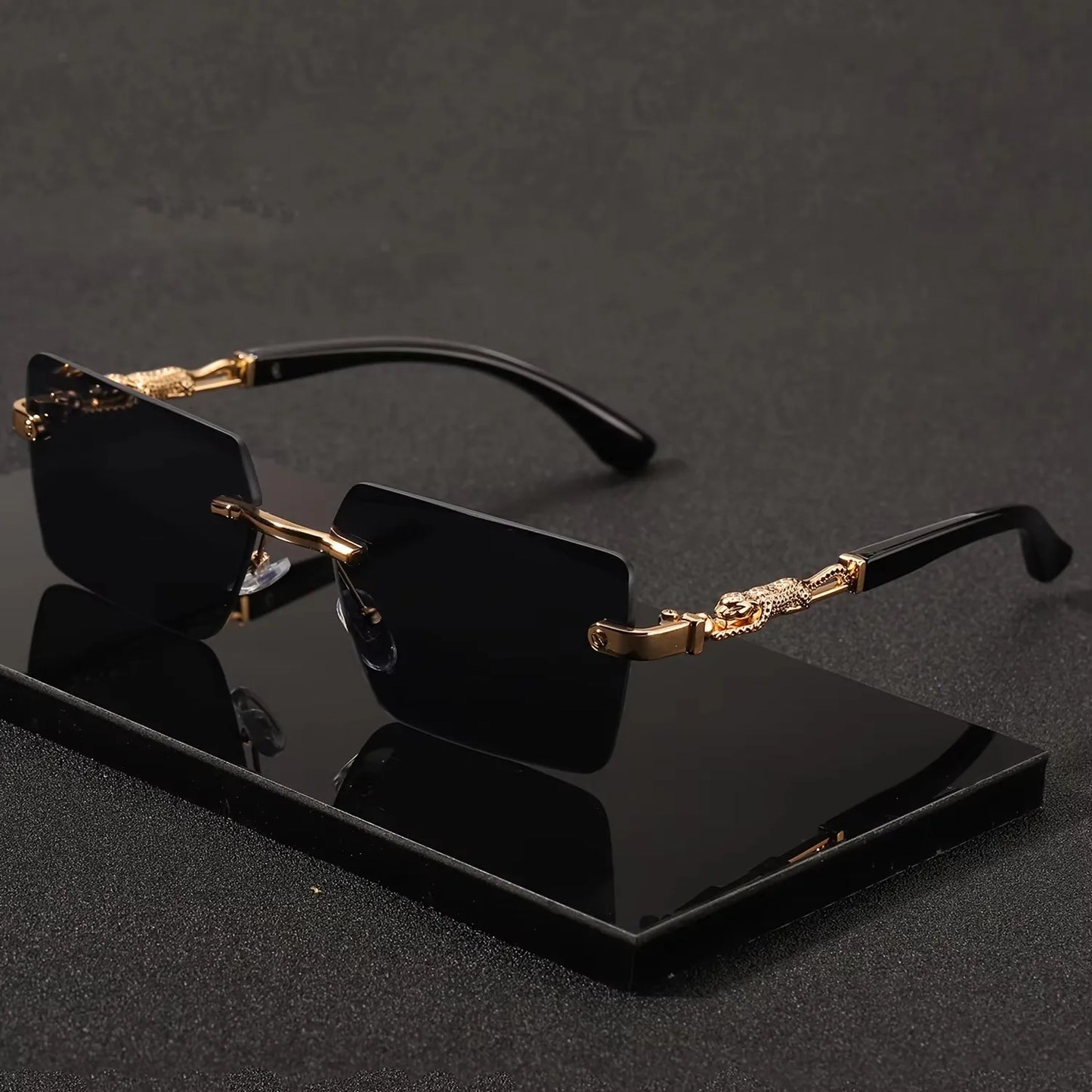 Fashion Rimless Sunglasses UV400 Rectangle Women Men Shades Hiking Square Sun Glasses Female Male Beach Vacation Travel Eyewear