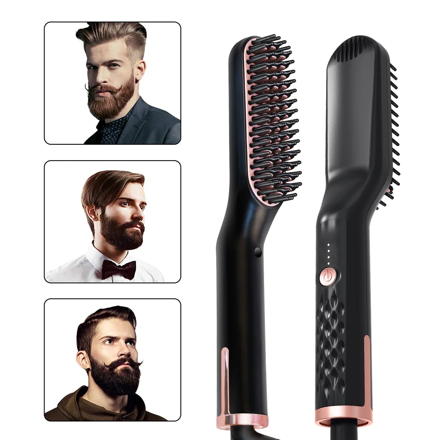 Men's Electric Beard Straightener Negative Ion Hair Straightening Brush Hair Straightener Wet & Dry Quick Styler