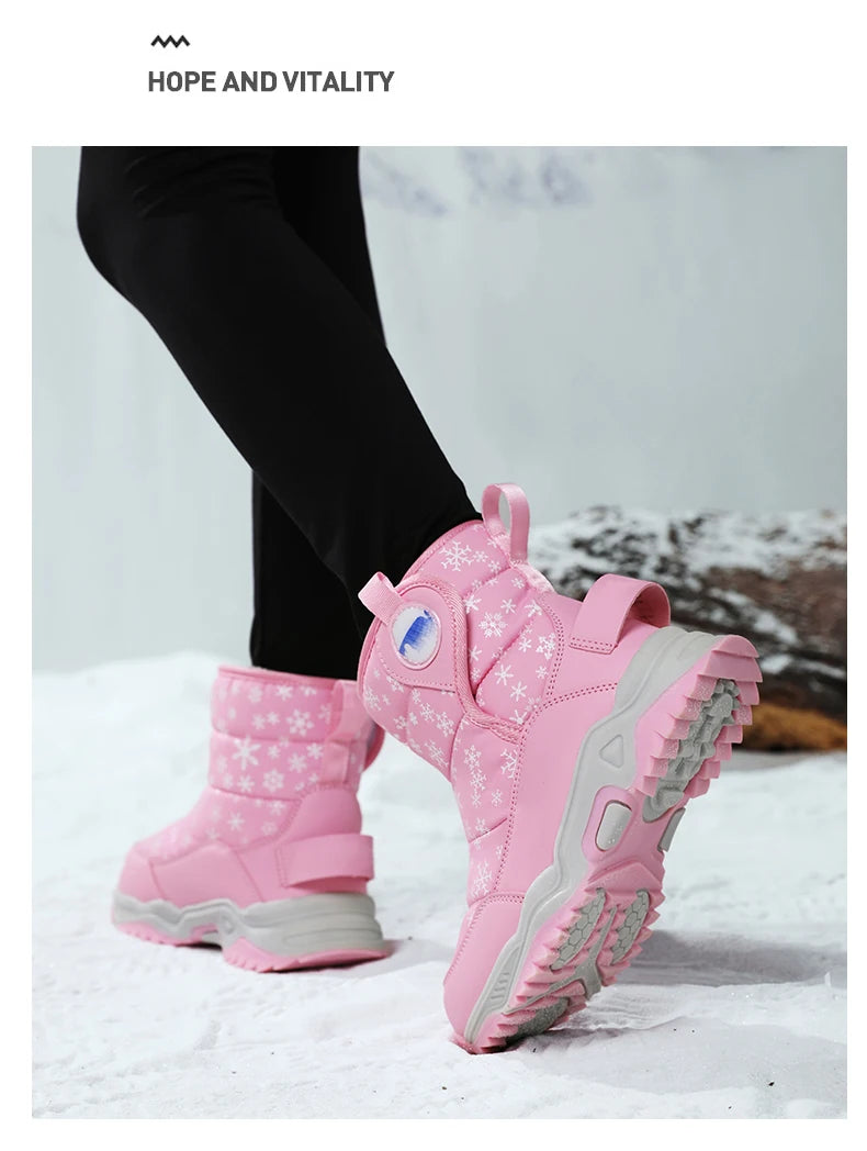 Hot Sell Girls Boots Children Snow Boots For Boys Fashion Sneakers Winter Kids Warm Snow Boots Sport Fashion Leather Shoes