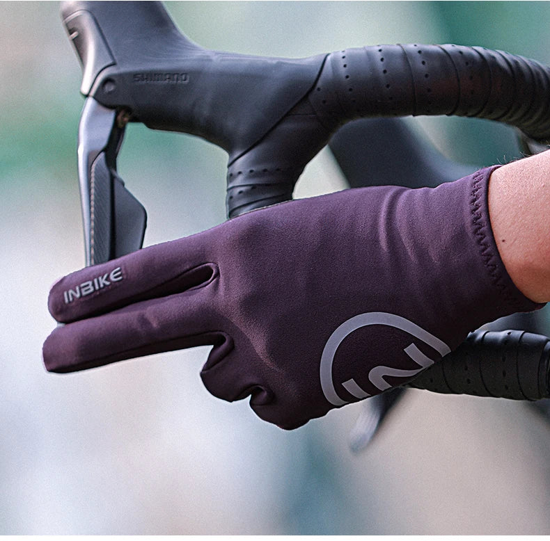 INBIKE 2024 Cycling Gloves Gel Padded for Men Autumn Winter Fleece Road Bike Gloves MTB Full Finger Touchscreen Bike Accessories