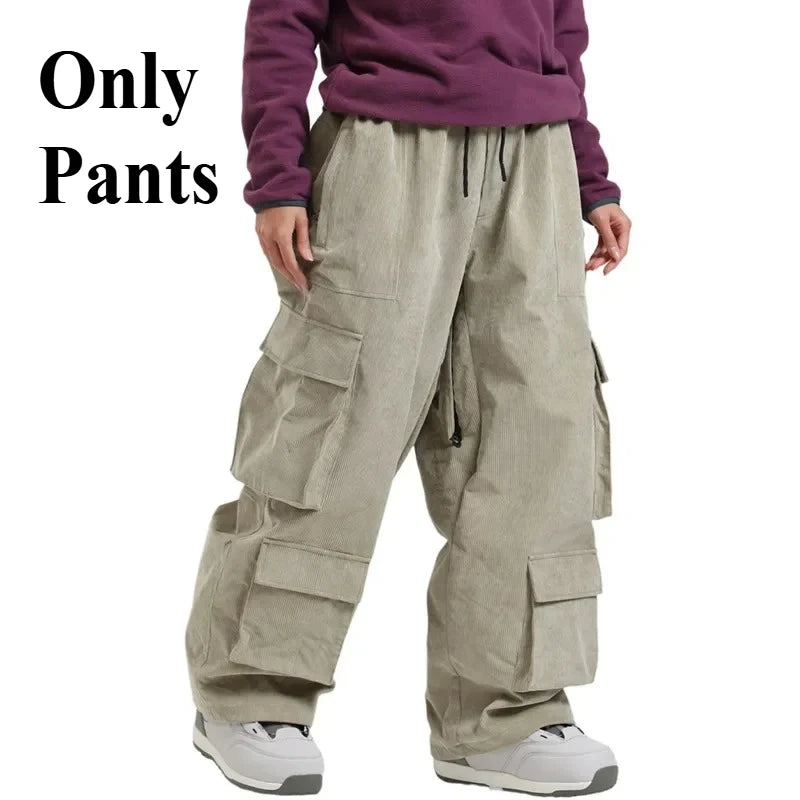 Baggy Snowboard Pants by Dollplus – Multi-Pocket, Windproof & Thermal Ski Wear
