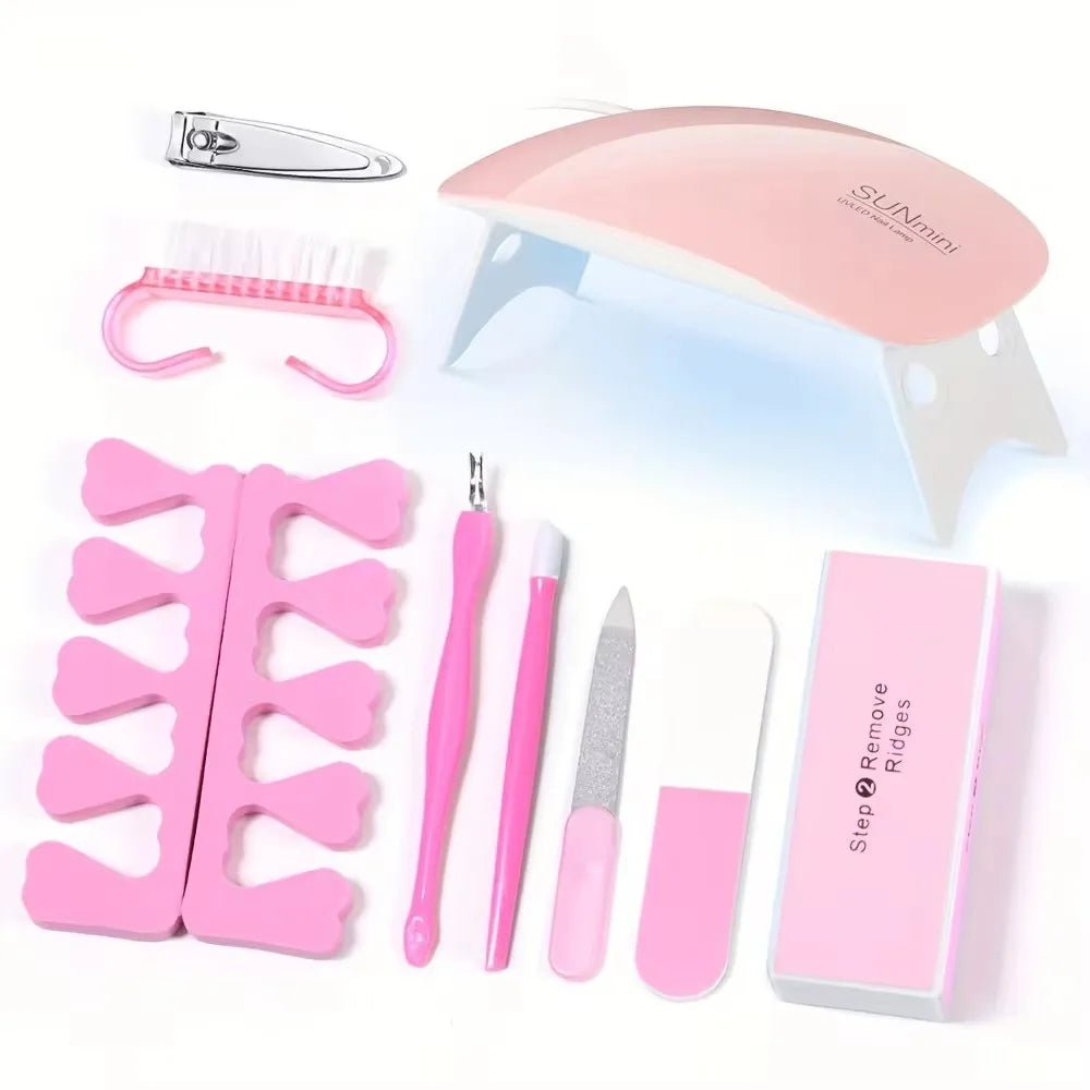 LINMANDA Manicure Set USB Electric Nail Drill Polish File Kit With LED Lamp Handheld Pen Sander Polishing Block Manicure Tools