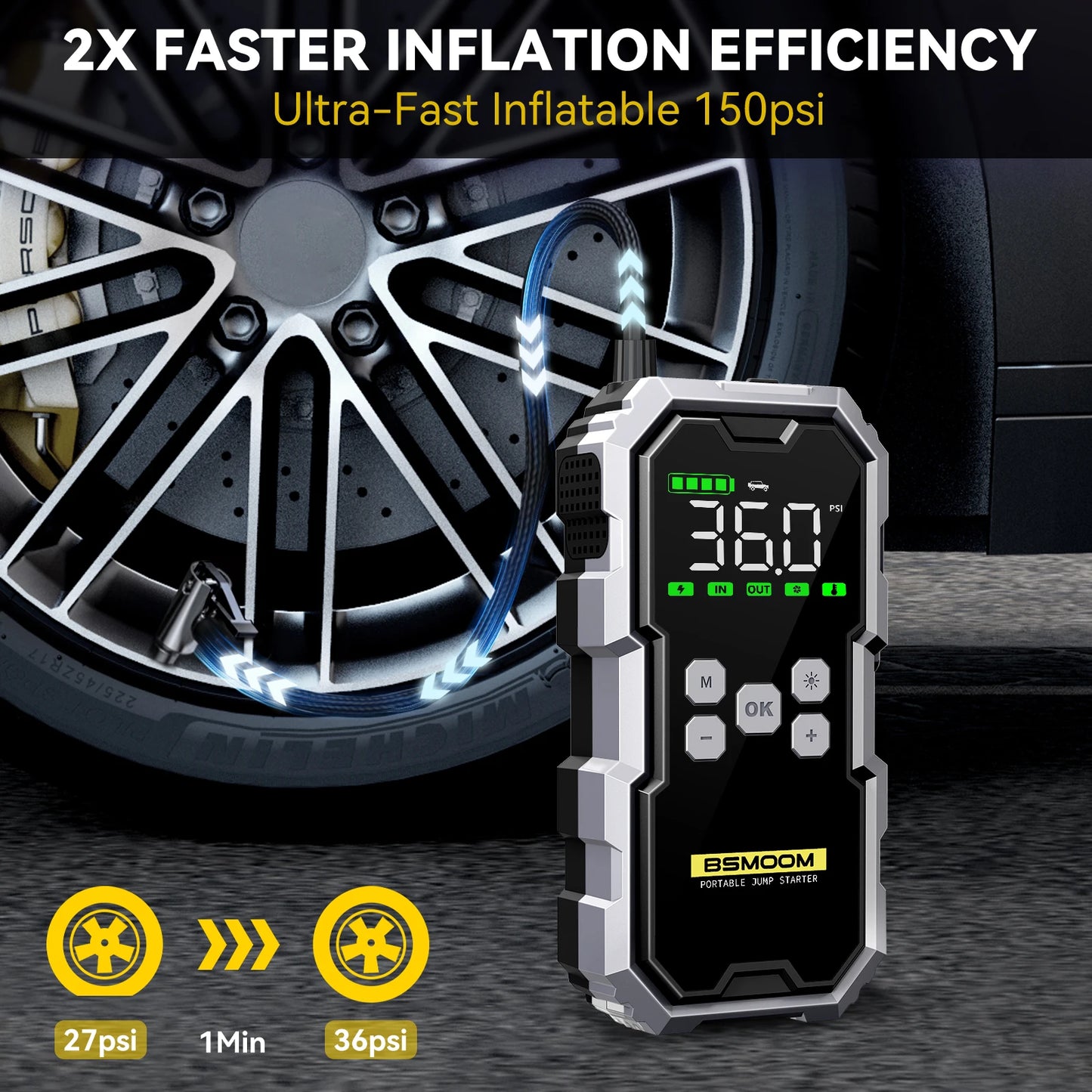 12V Portable Jump Starter 6000A High Power Automobile Emergency Starting Device 21800mAh Auto Power Bank Emergency Lighting