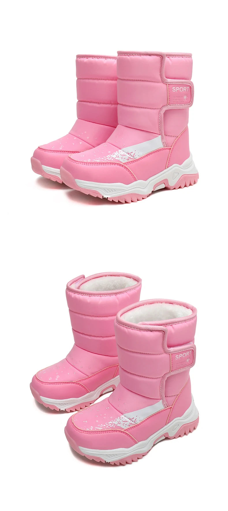 Winter Outdoor Children Boots Princess Elegant Girls Shoes Water Proof Girl Boy Snow Boots Kids Warm High Quality Plush Boots