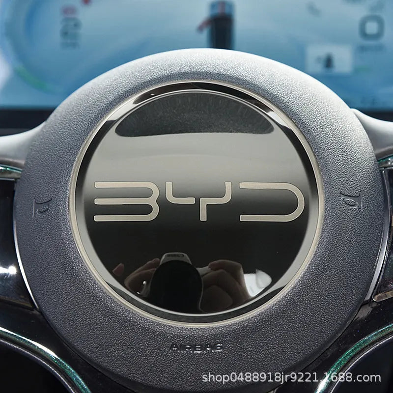 Car Steering Wheel Sticker Stainless Steel Steering for BYD Atto3 Yuan Plus Dolphin Seal Seagull Sealion SHARK Protective Cover