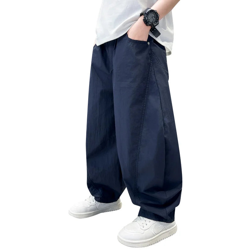 New Boys Pants With Side Pockets Teen Boys Utility Pants Teen Harem Trousers Toddler Bite-Proof Hiking Mosquito Pants Age 4-14Y