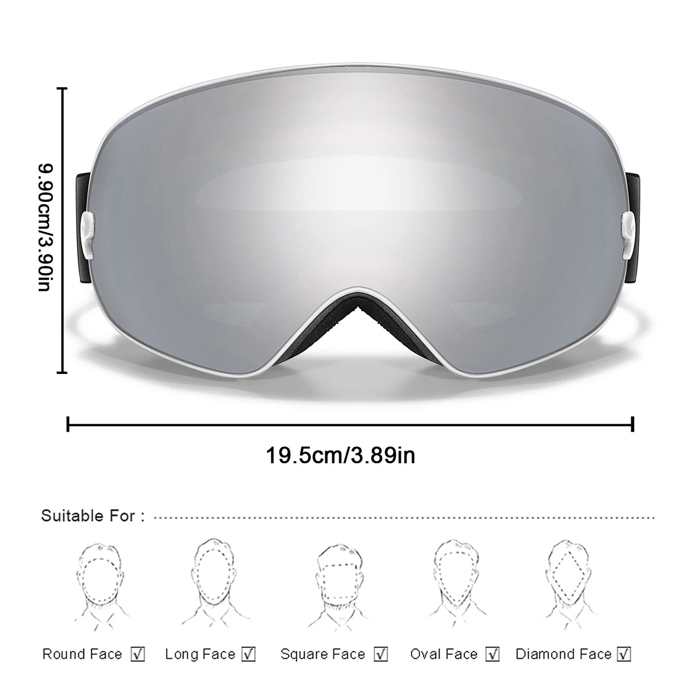 Anti-Fog SKI Goggles Snowboard Goggles UV400 with Night Vison Lens Men Women Teen Best Gift for Christmas and New Year