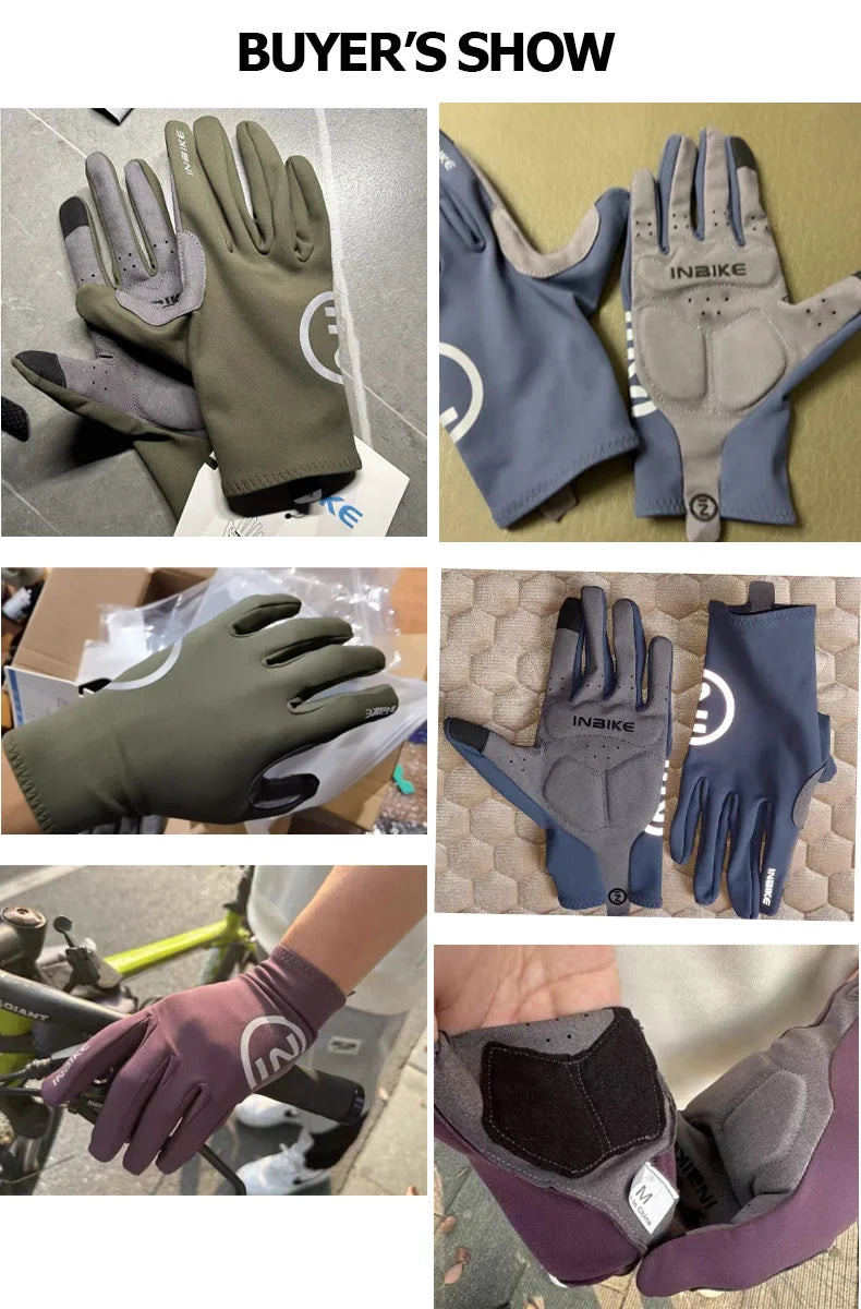 INBIKE 2024 Cycling Gloves Gel Padded for Men Autumn Winter Fleece Road Bike Gloves MTB Full Finger Touchscreen Bike Accessories