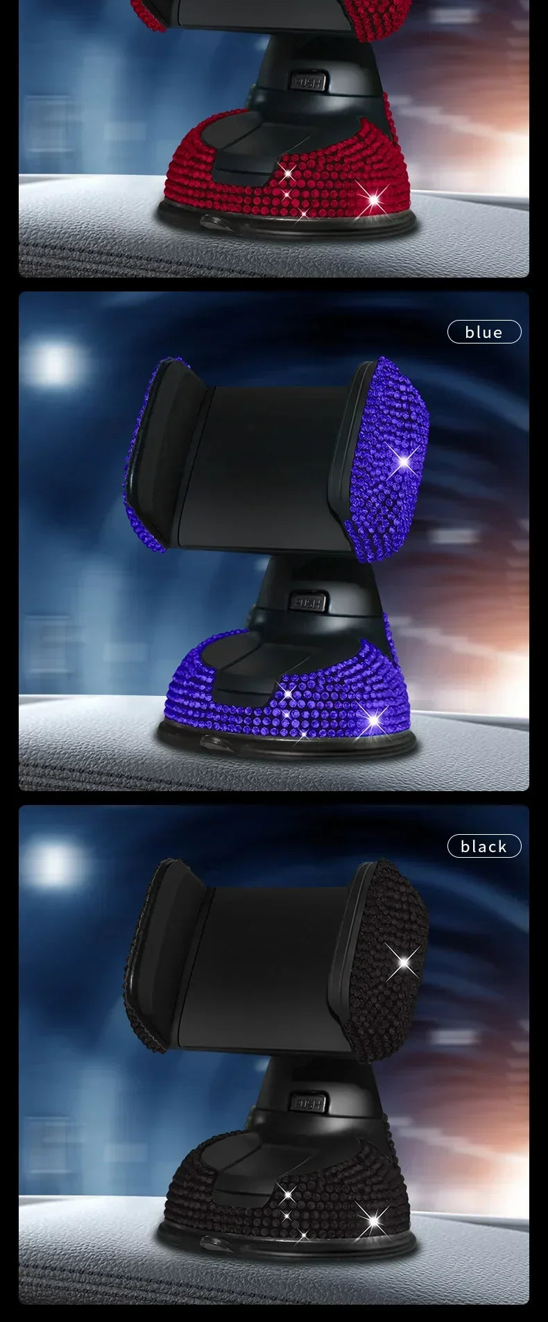 Crystal Rhinestones 360 Degree Car Phone Holder for Car Dashboard Auto Windows and Air Vent Universal Car Mobile Phone Holder