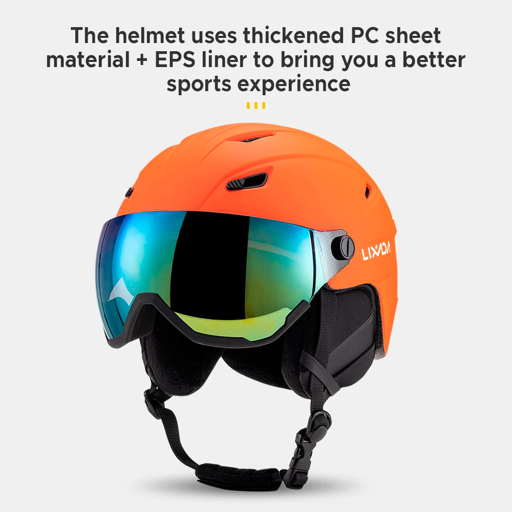 Integrated Ski Helmet Men and Women Snowboard Helmet with Removable Visor Goggles