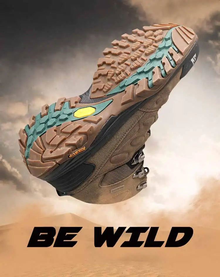 HIKEUP High-Top Men Hiking Boot Winter Outdoor Shoes Lace-Up Non-slip Sports Casual Trekking Boots Man Suede Warm Shoes