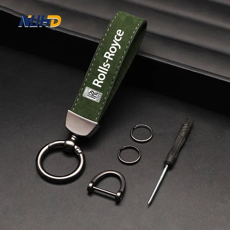 Suede Car Keychain For Rolls-Royce Lamborghini Bentley Ferrari Maybach McLaren Key Rings Metal Anti-loss Protector Accessories