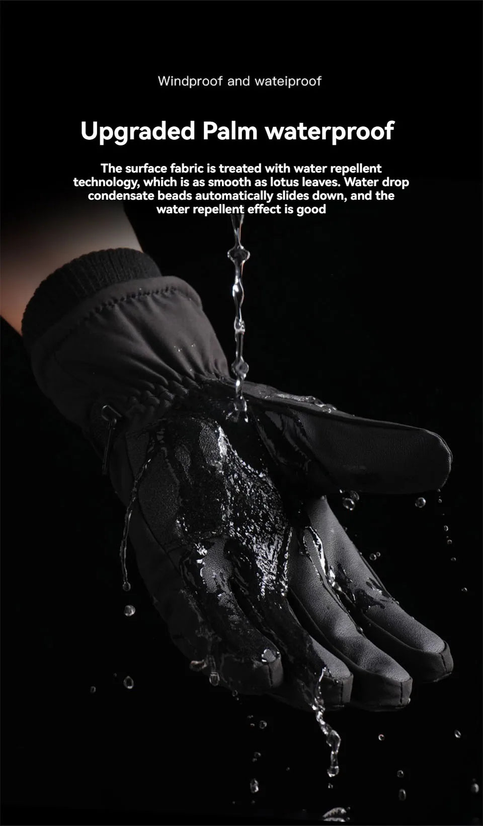 GOBYGO 1Pair Winter Ski Gloves Thickened Cold Non-slip Waterproof Touch Screen Gloves Extended Wrist Riding Ski Gloves Men Women