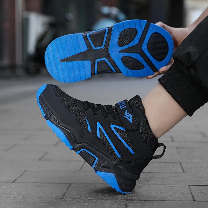 Boys' boots, children's sports shoes, autumn and winter outdoor hiking shoes, high-quality ankle boots for middle-aged and young