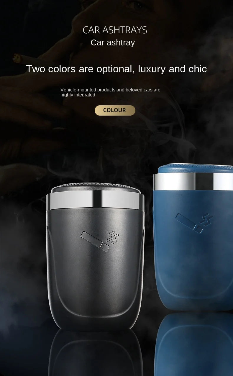 One Click Opening of Car Ashtray with Metal Lining and LED Light Push Type Splash Proof Light, Car Ashtray, Automotive Supplies