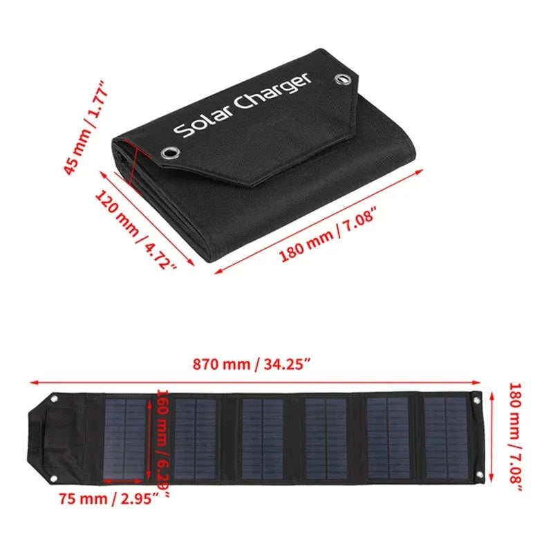 60W 80W 100W Foldable Solar Panel 5V USB Portable Folding Bag Battery Charger for Phone Outdoor Camping Waterproof Power Bank