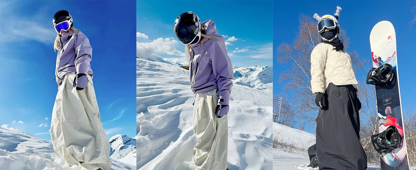 GSOU SNOW Plus Size Winter Ski Trousers Super Baggy Men Snowboard Clothes Women Snow Pants Outdoor Sports Winterproof Breathable