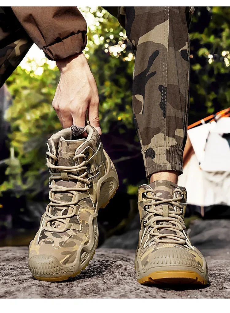 Oxford Waterproof Tactical Boots Men's Outdoor Non-slip Climbing Hiking Sports Shoes 45Plus Size Camouflage Work Shoes 46