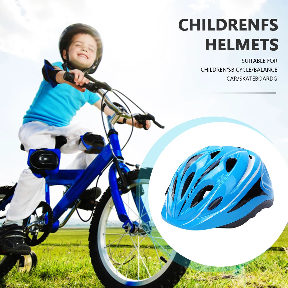 Child Bicycle Helmet Kids MTB Road Bike Helmets Safe Breathable Protection Headgear with Kneepads for Outdoor Sports Headpiece