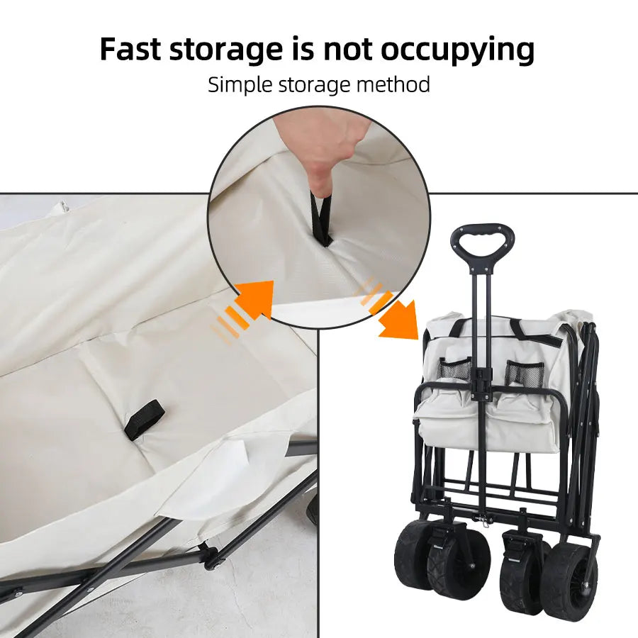 Collapsible Folding Utility Beach Cart Wagon Heavy Duty Large Capacity Fold Wagon Ourdoor Trolley Portable Garden Camping Cart