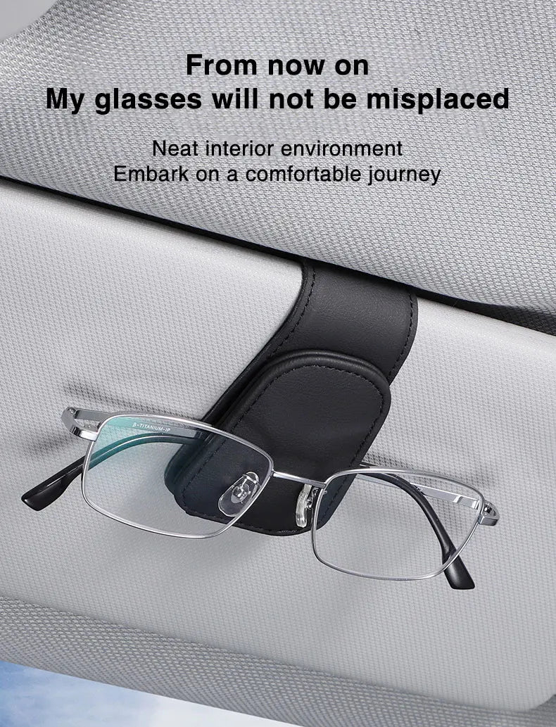 Universal Car Auto Sun Visor Eyeglass Hanger Clip Leather Glasses Holder Magnetic Multi-Function Automobile Accessories Storage