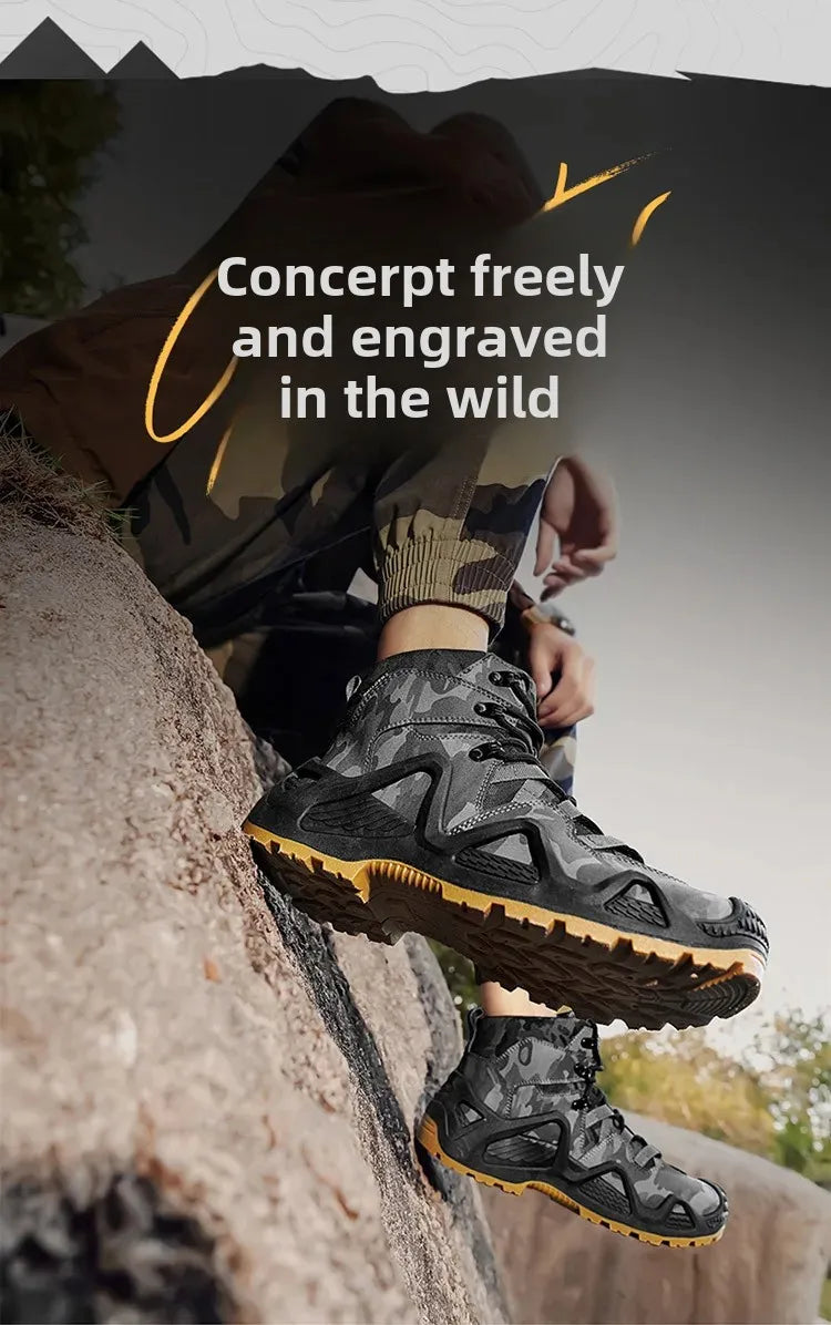 Oxford Waterproof Tactical Boots Men's Outdoor Non-slip Climbing Hiking Sports Shoes 45Plus Size Camouflage Work Shoes 46