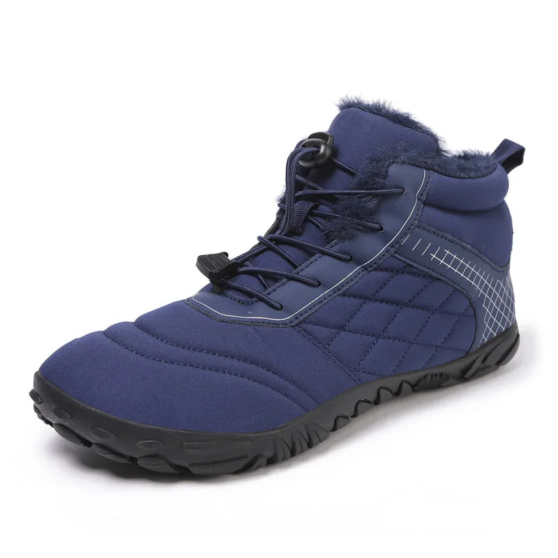 Men's Women's Winter Barefoot Hiking Boots, Slip On Warm Zero Drop Snow Boot, Wide Toe Box Ankle Booties, Minimalist Waterproof